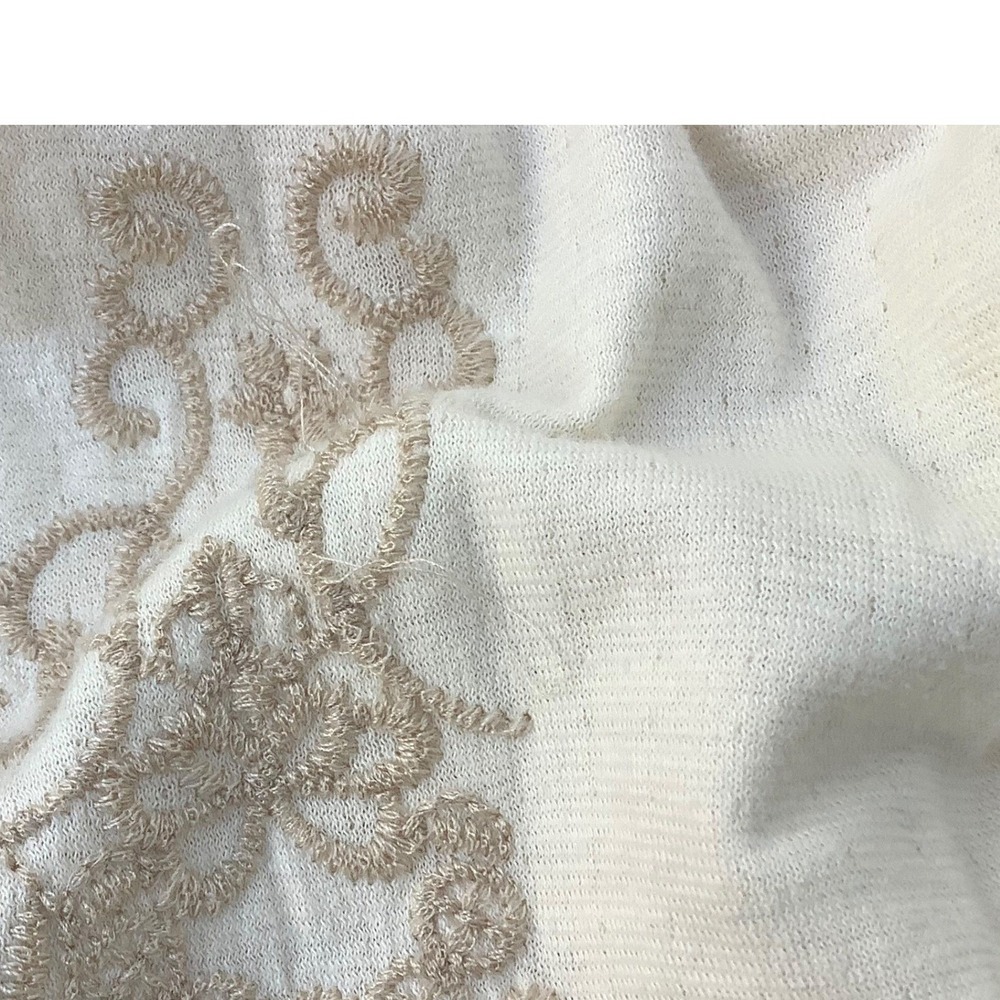 Johnny Was Biya Ivory Embroidered Cotton Knit Long Cardigan Duster Womens Small - Picture 5 of 6